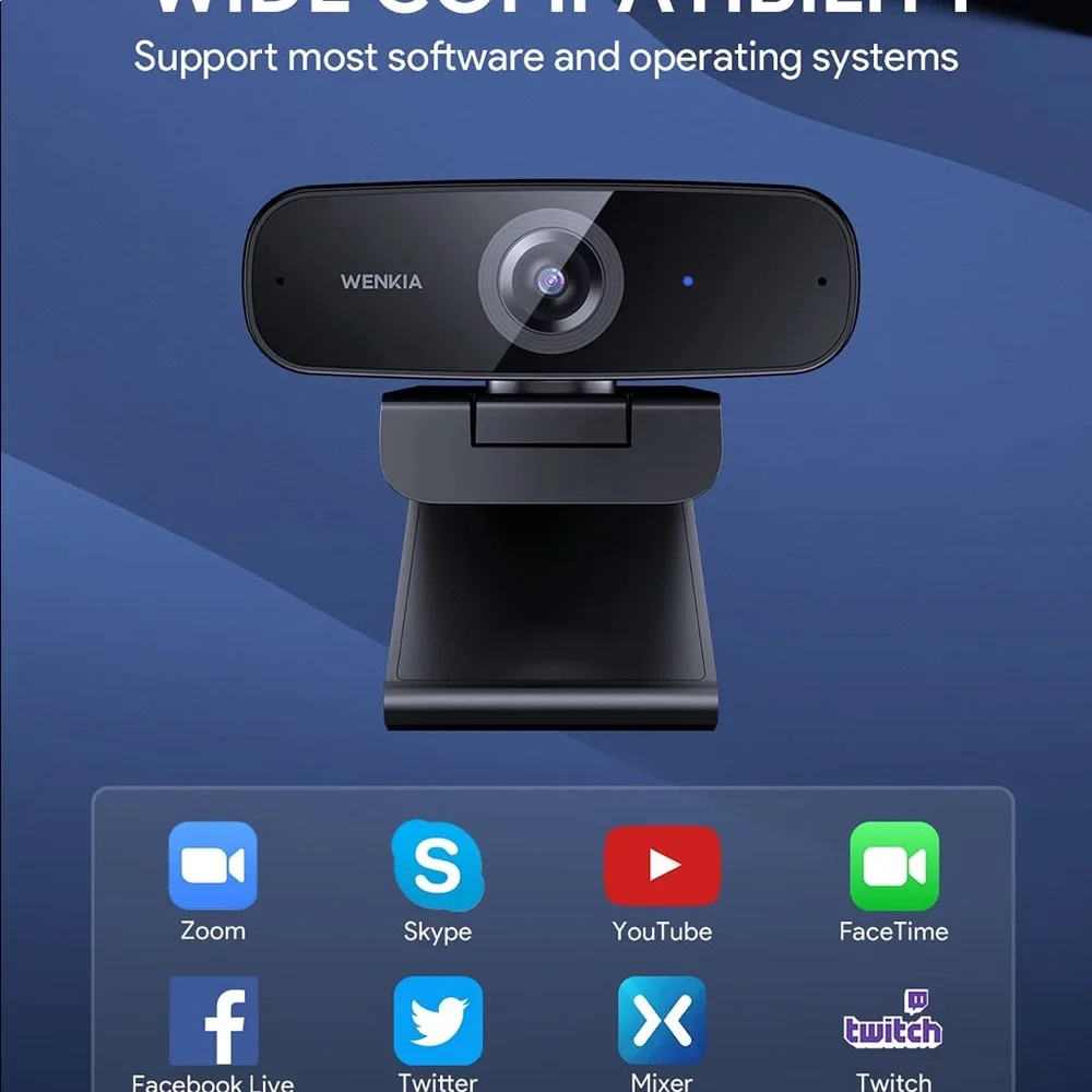 WENKIA Webcam with Microphone, Full HD 1080P USB Desktop Web Computer Camera